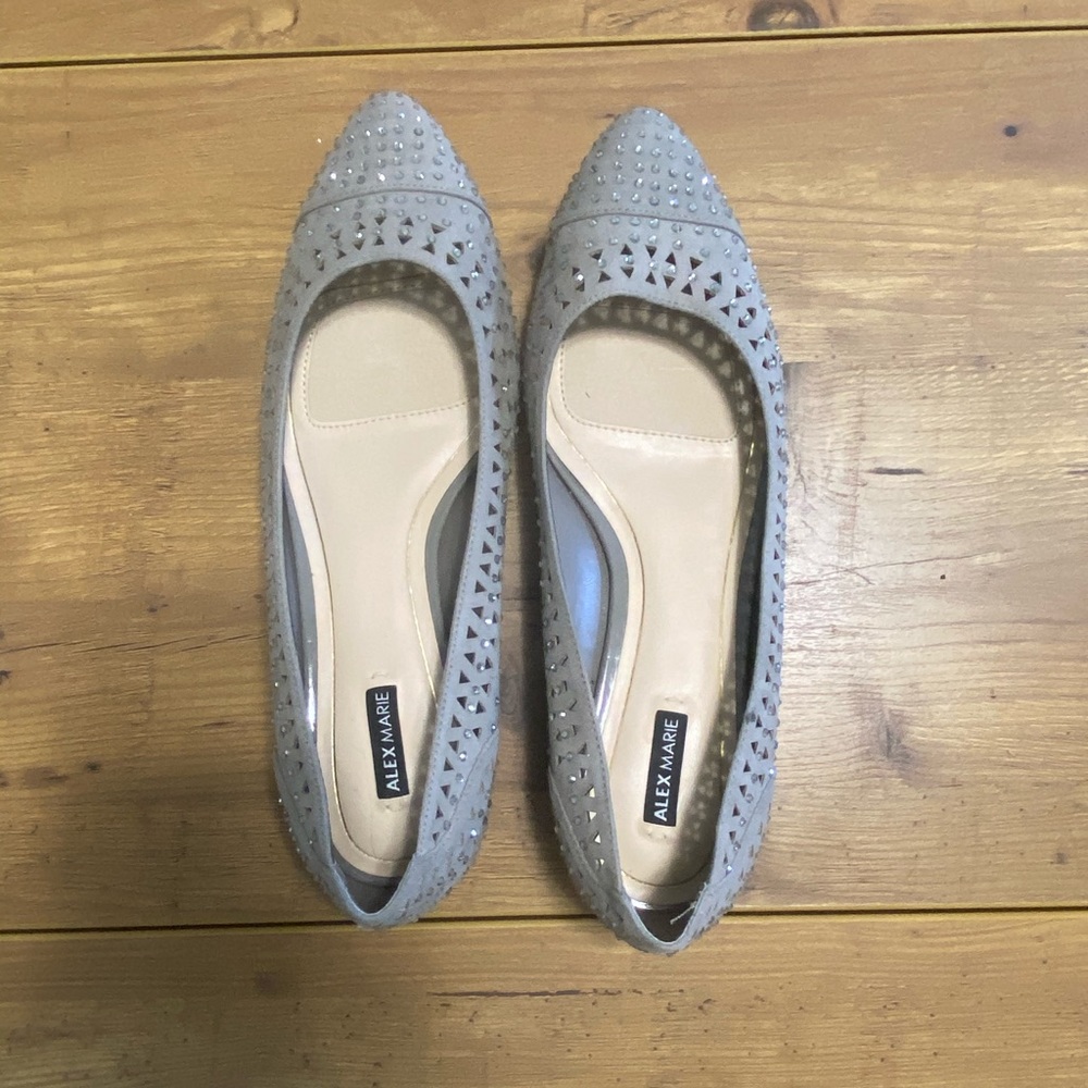 Alex Marie Gray Flats with Rhinestone Accents